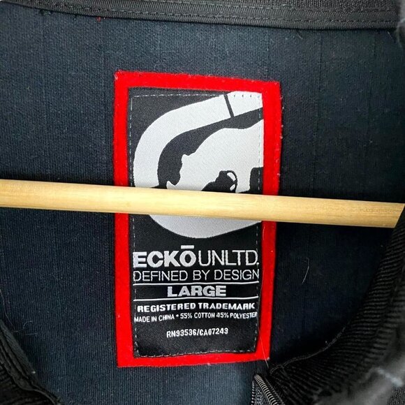 Ecko Unltd Track Jacket Men's Size Large Black Zip Up Mock Neck Outdoor Y2K - Picture 6 of 16